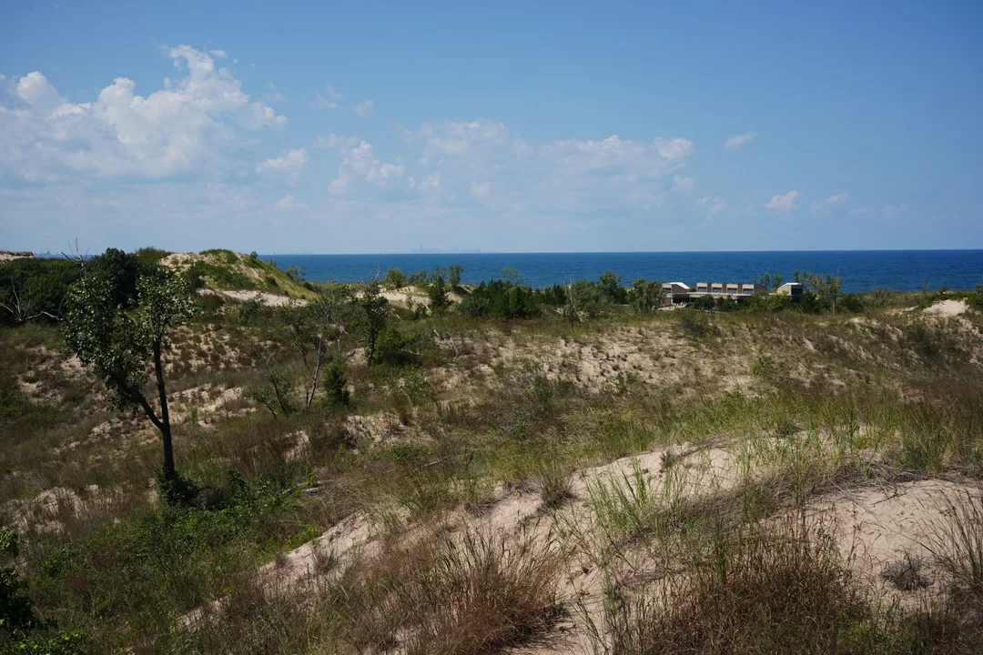 Indiana Dunes beach and Lake Michigan shoreline