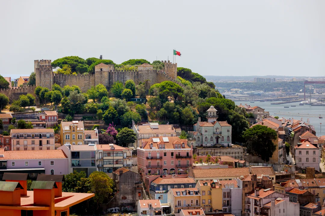Castelo de São Jorge above the Alfama rooftops in Lisbon