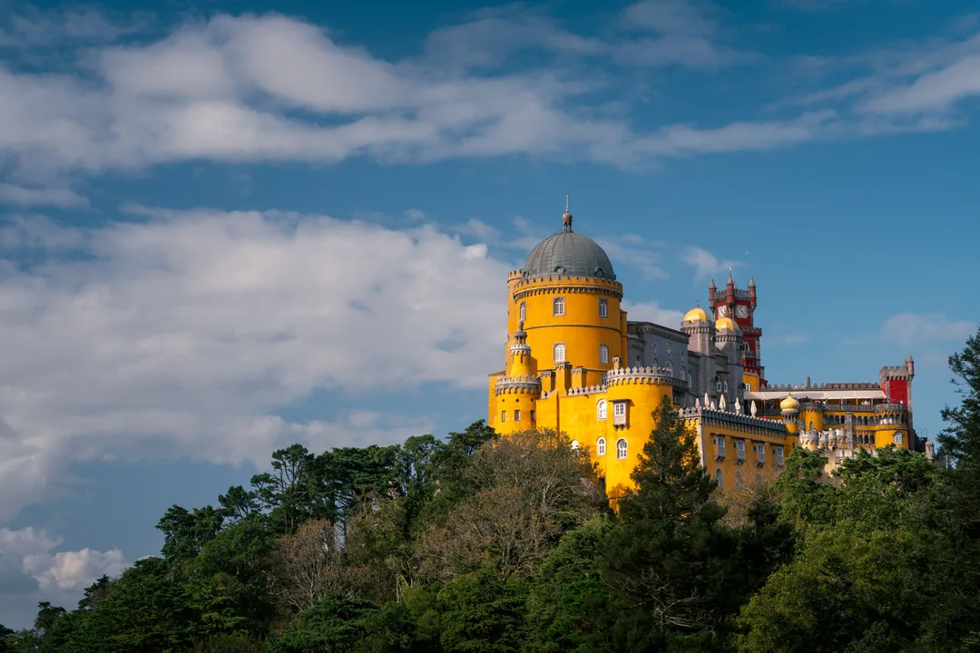 Pena Palace on its hill in Sintra, Portugal
